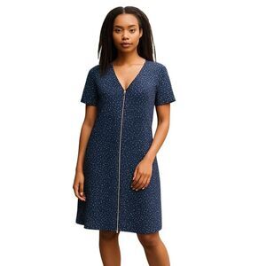 NEW Madewell Size 0 Front Zip Mini Dress Black and White Polka Dot V-Neck Lined